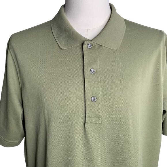 Eddie Bauer Athletic Polo Shirt L Tall Green Buttons Short Sleeve Collar Golf - Picture 2 of 6